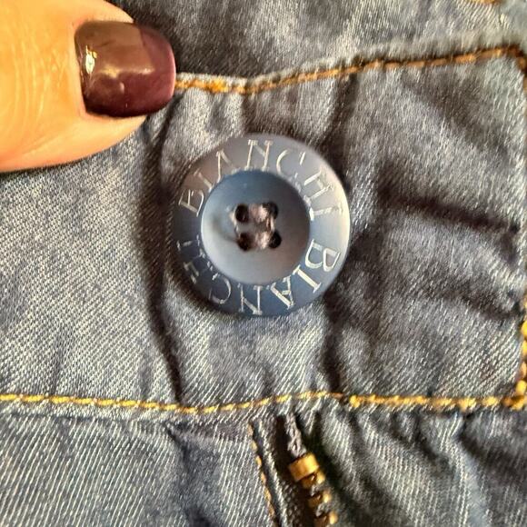 Vintage Y2 Bianchi Sz12 Denim Maki Skirt Boho Western Flowy Flared Spring Summer - Picture 12 of 13